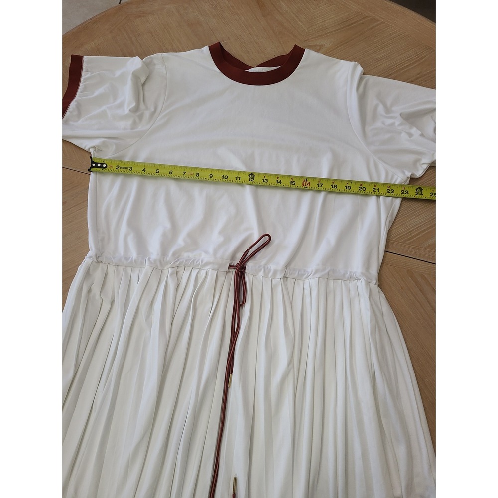 Varley Tennis Dress Women 2X White Burgundy Pleated Ringer Activewear - Picture 6 of 8